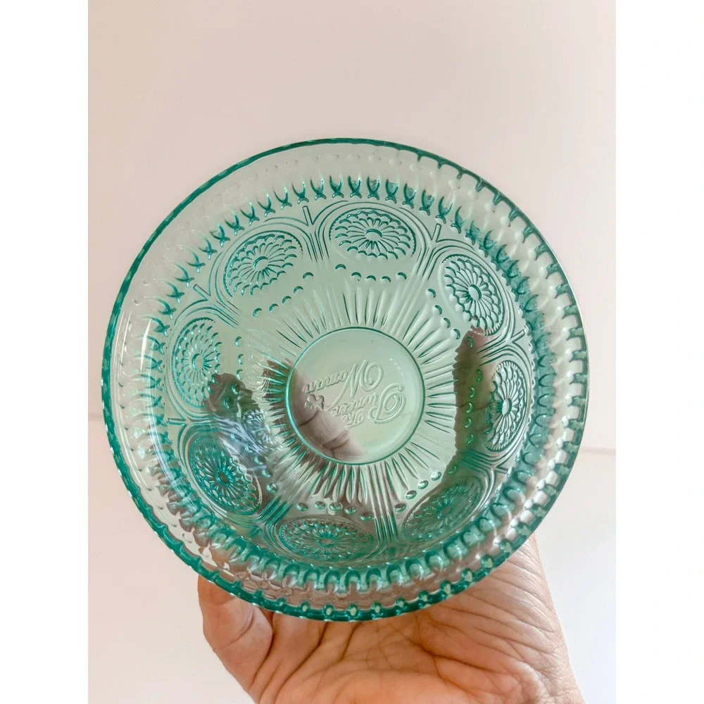 The Pioneer Woman Adeline Teal Glass Bowl Embossed Floral 6 Inch Round